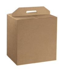 Scatola panettone + bottiglia - liscio - 33 x 25 x 35 cm - avana - Scotton