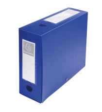Scatola per archivio box - con bottone - 25 x 33 cm - dorso 10 cm - blu - Exacompta