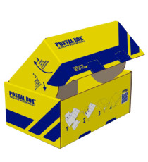 Scatola spedizioni Postal Box - L - 40 x 27 x 17 cm - giallo/blu - Blasetti