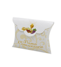 Scatolina portaconfetti - Comunione - carta - 10 x 8 x 3 cm - Big Party - conf.25 pezzi