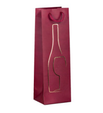 Shopper portabottiglie - con manici in corda - 12 x 37 x 9 cm - rosso - Rex Sadoch