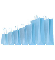 Shopper Twisted - maniglie cordino - 14  x 9 x 21 cm - carta kraft - azzurro - Mainetti Bags - conf. 25 pezzi