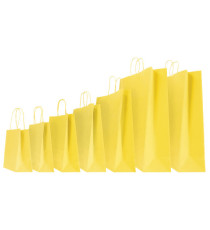 Shopper Twisted - maniglie cordino - 14 x 9 x 20 cm - carta kraft - giallo - Mainetti Bags - conf. 25 pezzi