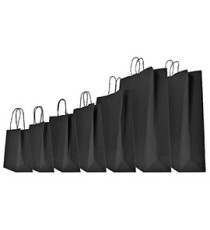 Shopper Twisted - maniglie cordino - 14 x 9 x 20 cm - carta kraft - nero - Mainetti Bags - conf. 25 pezzi