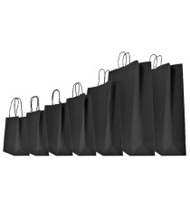 Shopper Twisted - maniglie cordino - 14 x 9 x 20 cm - carta kraft - nero - Mainetti Bags - conf. 25 pezzi