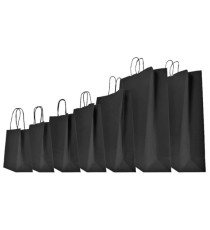 Shopper Twisted - maniglie cordino - 14 x 9 x 20 cm - carta kraft - nero - Mainetti Bags - conf. 25 pezzi