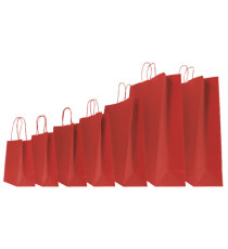 Shopper Twisted - maniglie cordino - 14 x 9 x 20 cm - carta kraft - rosso - Mainetti Bags - conf. 25 pezzi