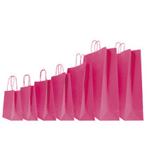 Shopper Twisted - maniglie cordino - 22 x 10 x 29 cm - carta kraft - magenta - Mainetti Bags - conf. 25 pezzi