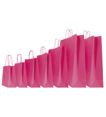 Shopper Twisted - maniglie cordino - 22 x 10 x 29 cm - carta kraft - magenta - Mainetti Bags - conf. 25 pezzi