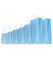 Shopper Twisted - maniglie cordino - 26  x 11 x 34,5 cm - carta kraft - azzurro - Mainetti Bags - conf. 25 pezzi
