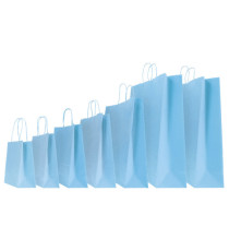 Shopper Twisted - maniglie cordino - 26  x 11 x 34,5 cm - carta kraft - azzurro - Mainetti Bags - conf. 25 pezzi