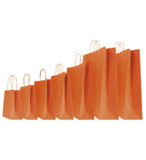 Shopper Twisted - maniglie cordino - 26 x 11 x 35 cm - carta kraft - arancio - Mainetti Bags - conf. 25 pezzi
