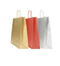 Shopper Twisted - maniglie cordino - 26 x 11 x 35 cm - carta kraft - mix Natale - Mainetti Bags - conf. 25 pezzi