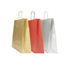 Shopper Twisted - maniglie cordino - 26 x 11 x 35 cm - carta kraft - mix Natale - Mainetti Bags - conf. 25 pezzi