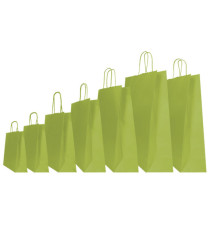 Shopper Twisted - maniglie cordino - 26 x 11 x 35 cm - carta kraft - verde fagiolo - Mainetti Bags - conf. 25 pezzi