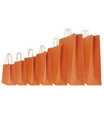 Shopper Twisted - maniglie cordino - 36 x 12 x 41 cm - carta kraft - arancio - Mainetti Bags - conf. 25 pezzi
