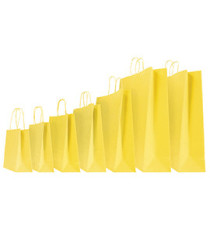 Shopper Twisted - maniglie cordino - 36 x 12 x 41 cm - carta kraft - giallo - Mainetti Bags - conf. 25 pezzi