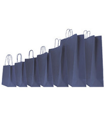 Shopper Twisted - maniglie cordino - 45 x 15 x 50 cm - carta kraft - blu - Mainetti Bags - conf. 25 pezzi