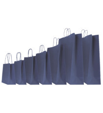 Shopper Twisted - maniglie cordino - 45 x 15 x 50 cm - carta kraft - blu - Mainetti Bags - conf. 25 pezzi