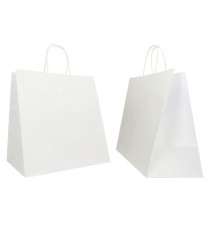 Shopper Twisted Large - maniglie cordino - 28 x 17 x 29 cm - carta kraft - bianco - Mainetti Bags - conf. 25 pezzi