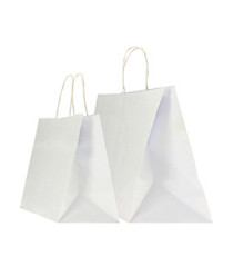 Shopper Twisted XLarge - maniglie cordino ritorto - 32 x 23 x 35 cm - carta kraft - bianco - Mainetti Bags - conf. 25 pe