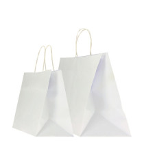 Shopper Twisted XLarge - maniglie cordino ritorto - 32 x 23 x 35 cm - carta kraft - bianco - Mainetti Bags - conf. 25 pe