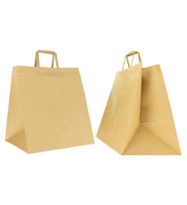 Shoppers Flat Maxi - maniglie piattina - 36 x 32 x 36 cm - carta kraft - avana - Mainetti Bags - conf. 150 pezzi