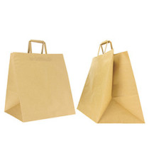 Shoppers Flat Maxi Plus - maniglie piattina - 40 x 35 x 35 cm - carta kraft - avana - Mainetti Bags - conf. 100 pezzi i