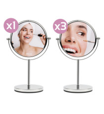 Specchio per trucco - con ingrandimento x3 - diametro specchio 15,5 cm - altezza 32 cm - grigio - Girmi