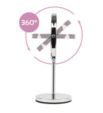 Specchio per trucco - con ingrandimento x3 - diametro specchio 15,5 cm - altezza 32 cm - grigio - Girmi