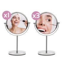 Specchio per trucco - con ingrandimento x3 - diametro specchio 15,5 cm - altezza 32 cm - grigio - Girmi