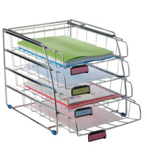 Set da 4 vaschette scorrevoli - 31,5 x 39 x 31,5 cm - vaschette 6,5 cm - metallo - Alba