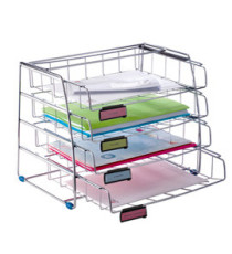 Set da 4 vaschette scorrevoli - 39 x 30 x 31,5 cm - vaschette 6,5 cm - metallo - Alba