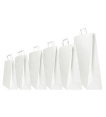 Shopper - maniglia piattina - 36 x 12 x 41 cm - carta kraft - bianco - Mainetti Bags - conf. 25 pezzi