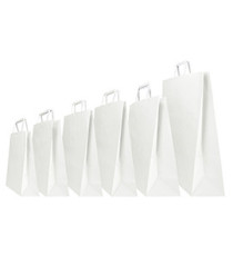 Shopper - maniglia piattina - 45 x 15 x 50 cm - carta kraft - bianco - Mainetti Bags - conf. 25 pezzi