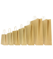 Shopper - maniglie cordino - 18 x 8 x 24 cm - carta biokraft - avana - Mainetti Bags - conf. 25 pezzi