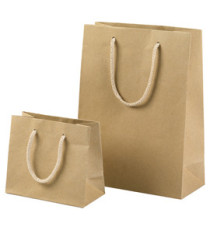 Shopper - maniglie cordino cotone - 16 x 19 + 8 cm - 160 gr - carta kraft - avana - PNP - conf. 12 pezzi