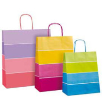 Shopper bicolor - con manici - carta ritorta - 16 x 8 x 21 cm - colori assortiti - Rex Sadoch