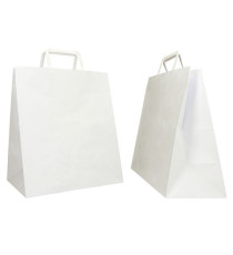 Shopper Flat Large - maniglie piattina - 28 x 17 x 32 cm - carta kraft - bianco - Mainetti Bags - conf. 250 pezzi