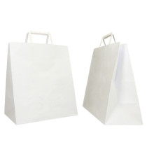 Shopper Flat Large - maniglie piattina - 28 x 17 x 32 cm - carta kraft - bianco - Mainetti Bags - conf. 250 pezzi
