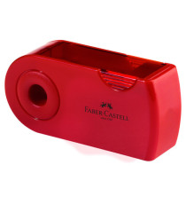Temperamatite Sleeve con contenitore - 2 fori - con serbatoio - 70x34x20mm - rosso e blu assortiti - Faber-Castell