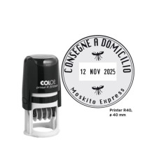 Timbro datario R40 - diametro 40 mm - 6 righe - autoinchiostrante - personalizzabile - Colop