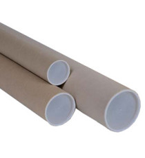 Tubo - con doppio tappo trasparente - diametro 10 cm - H 100 cm - cartone - avana