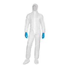 Tuta di protezione da rischio chimico DT115 - monouso - taglia XL - PP/PE - bianco - Deltaplus