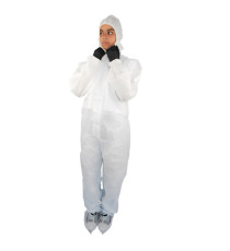 Tuta monouso Warrior - taglia L - SMS - bianco - Worker