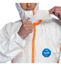 Tuta Tyvek 800J - con nastrature arancioni - taglia XL - bianco - Dupont
