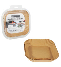 Vaschette cartaforno per friggitrice ad aria - in astuccio - 16 x 16 x 4,5 cm - avana - Perfetto Kitchen - conf. 50 pezz