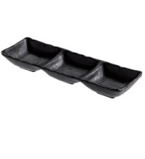 Vassoietto a tre scomparti - 27 x 9 x 3,5 cm - melamina - nero - Leone
