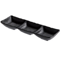 Vassoietto a tre scomparti - 27 x 9 x 3,5 cm - melamina - nero - Leone