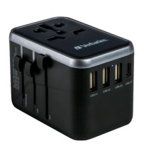 Verbatim - Adattatore da viaggio UTA-04 PD61W / QC / 3xUSB / 2xType-C